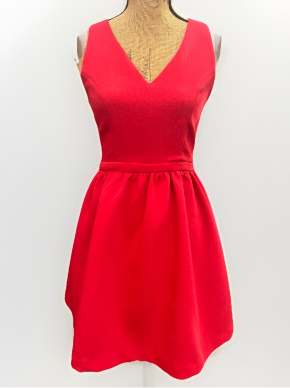 Soprano Fit & Flare V-Neck Mini Dress Bow Accents Red Size Small - Picture 2 of 12